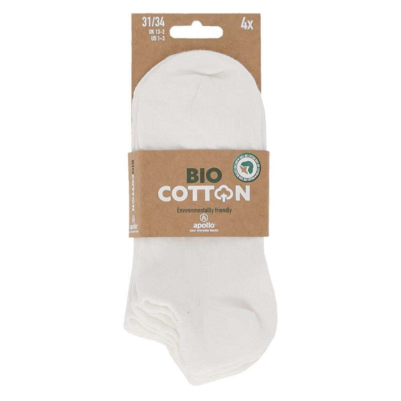 Sneaker-Socken für Kinder aus Bio-Baumwolle – 4er-Pack – Weiß