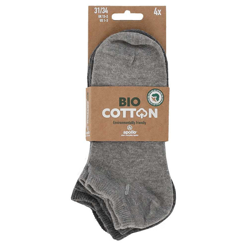Sneaker-Socken für Kinder aus Bio-Baumwolle – 4er-Pack – Grau
