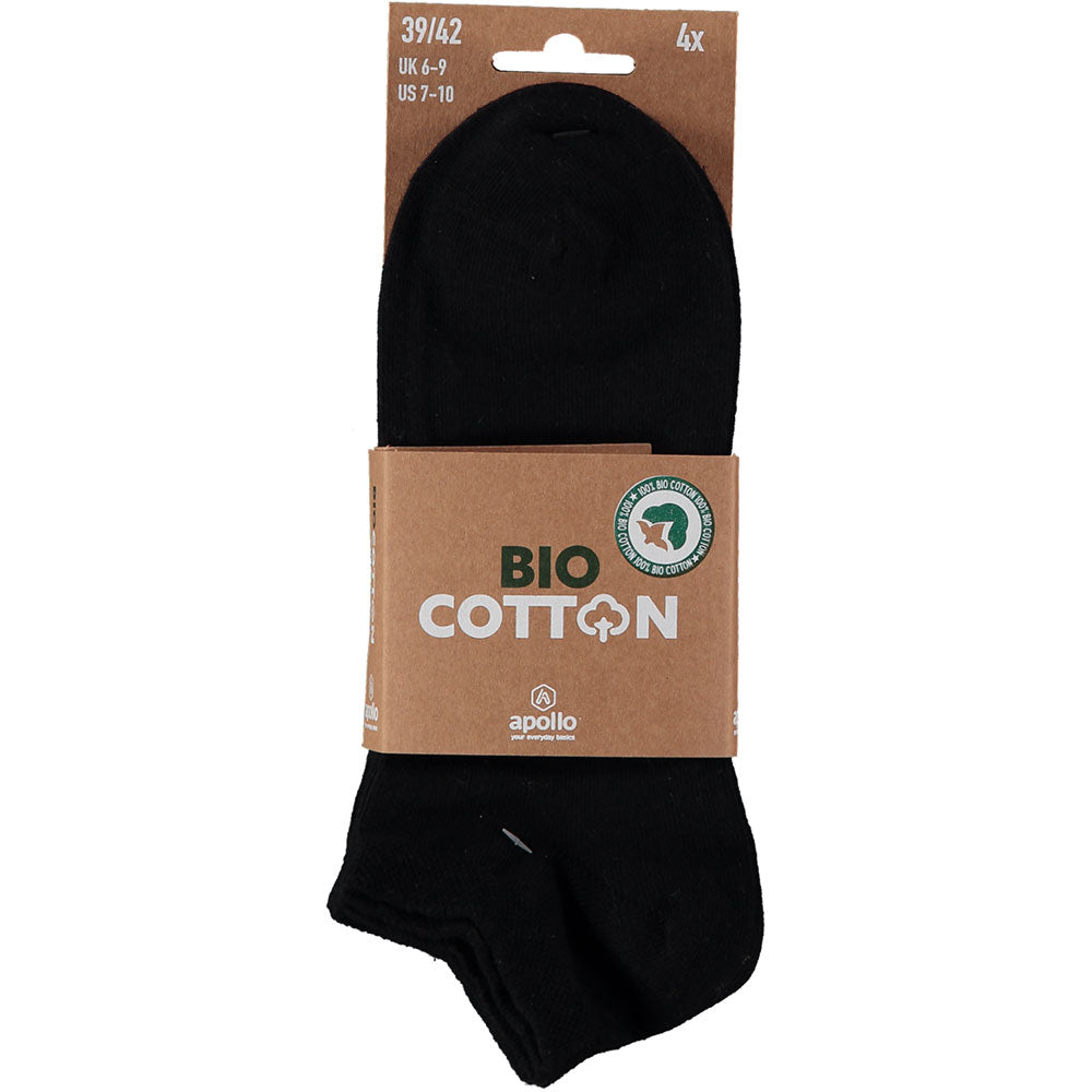 Chaussettes de sport en coton biologique - Noir - 4 paires