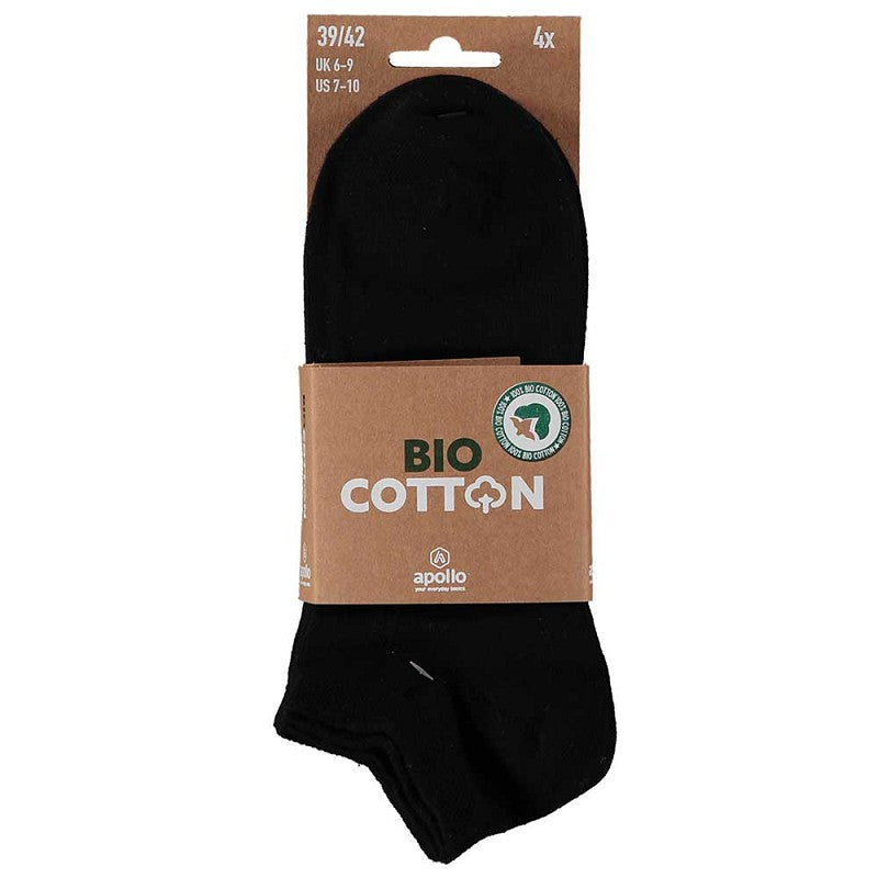 Chaussettes de sport en coton biologique - Noir - 4 paires