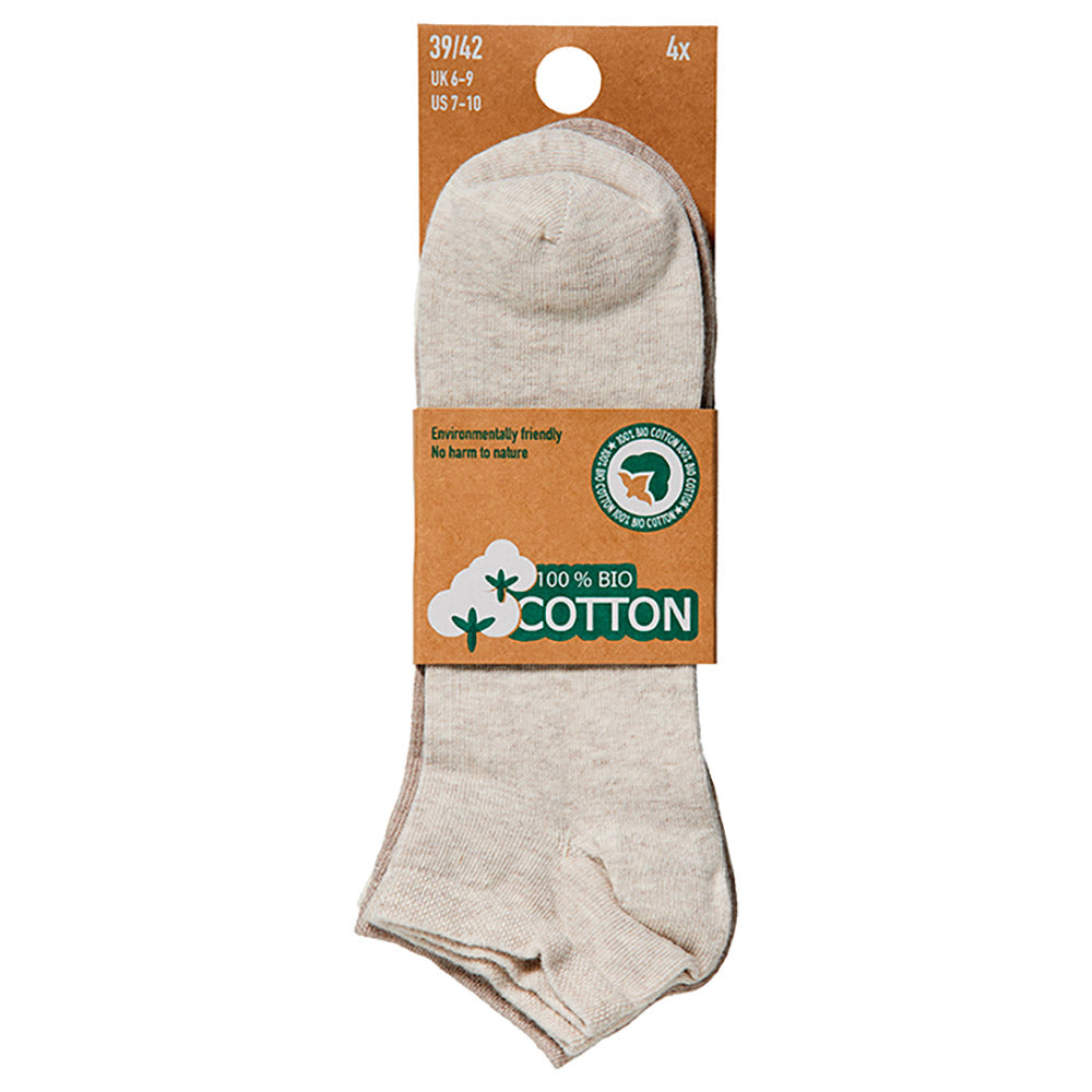 Chaussettes de sport en coton biologique - Beige - 4 Paires