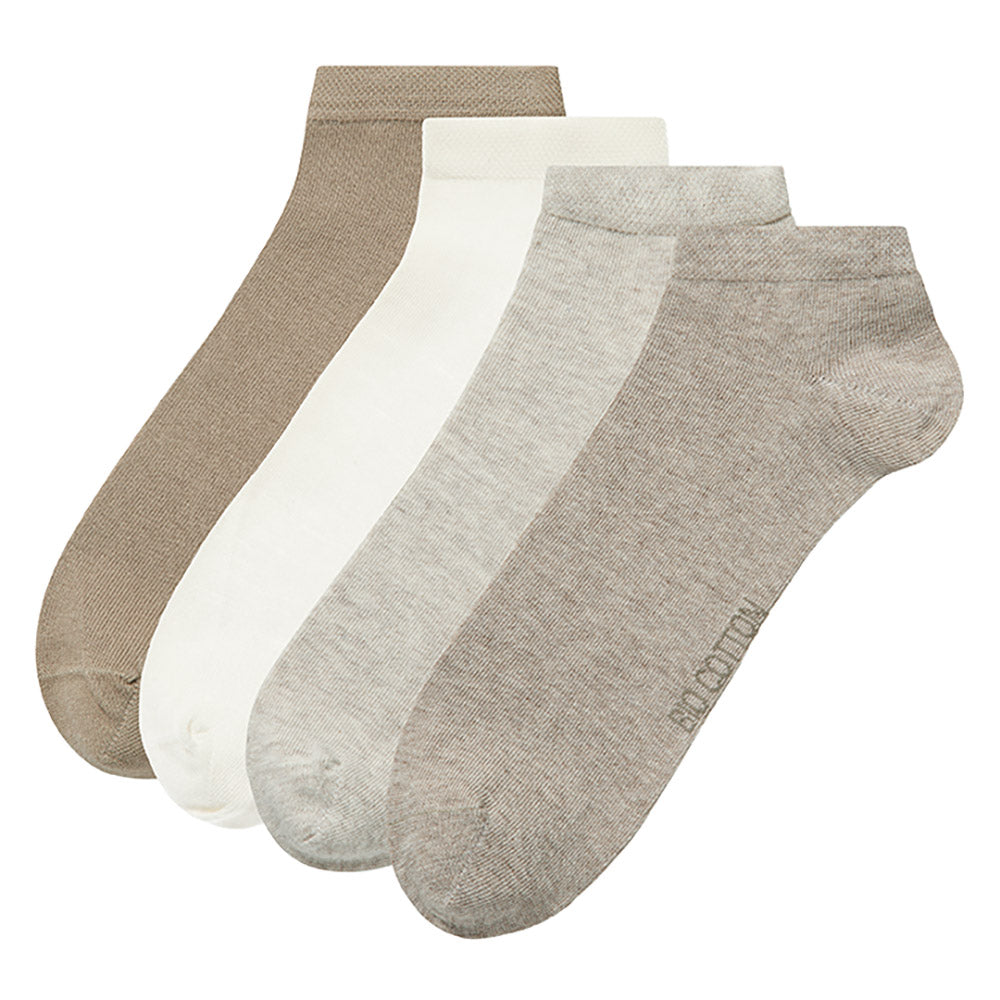 Chaussettes de sport en coton biologique - Beige - 4 Paires