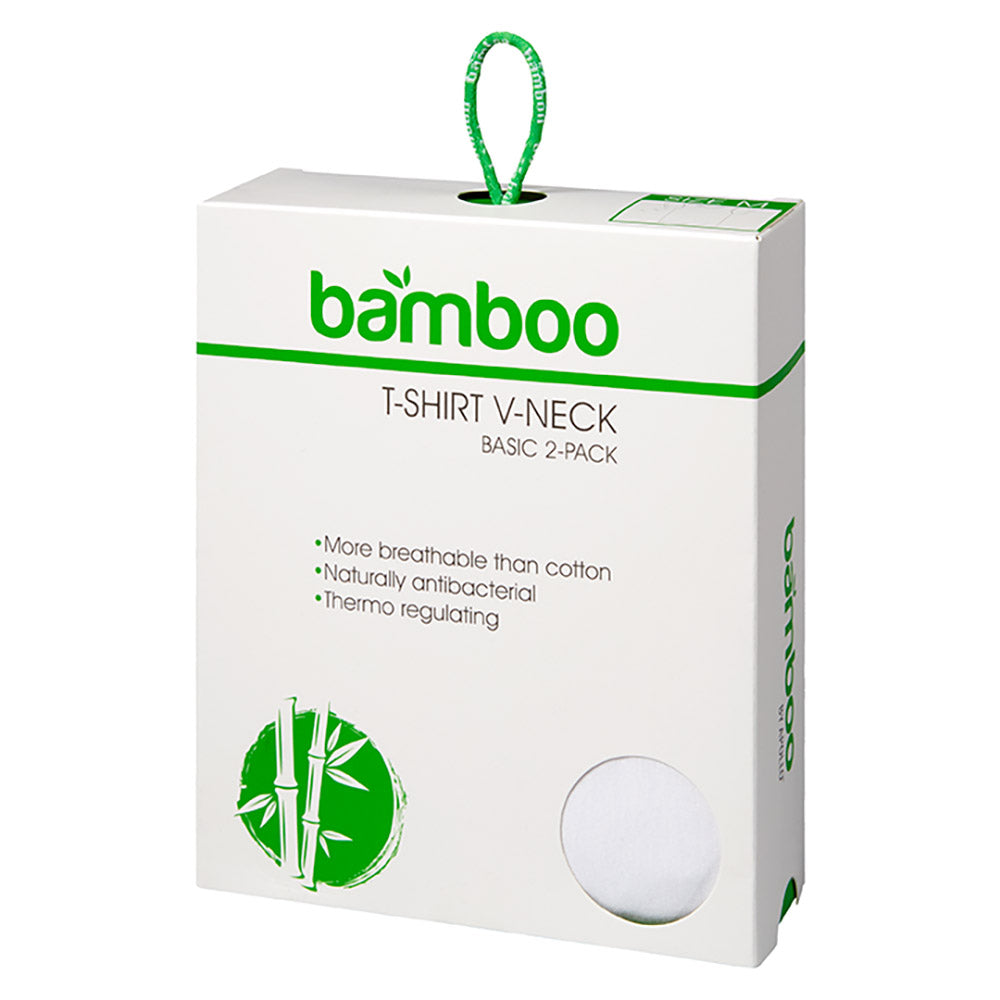 Bamboe T-Shirt heren - V hals - Wit - 2-Pak
