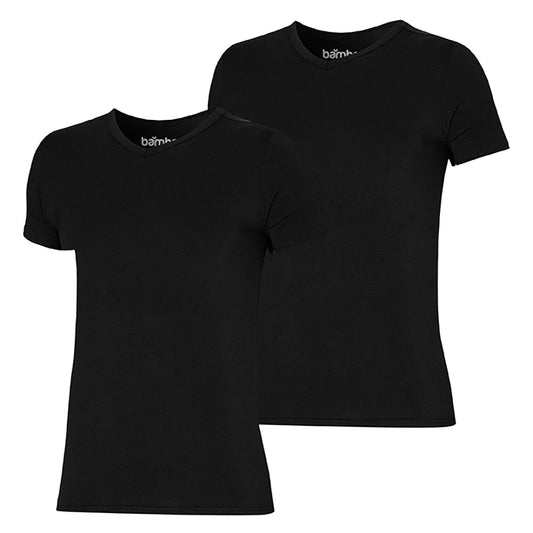 T-shirt en bambou hommes - col en V - Noir - 2-Pak
