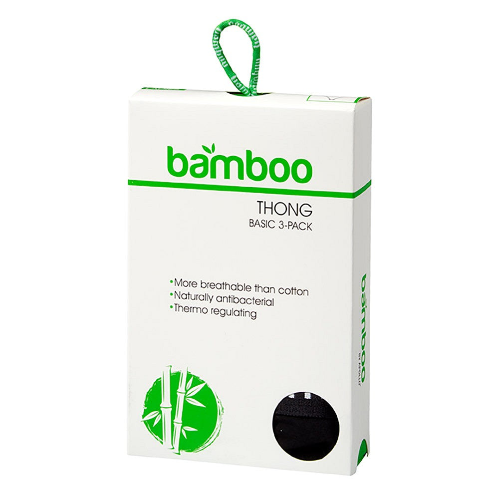 Bambusowe stringi damskie - czarne - 3-pak