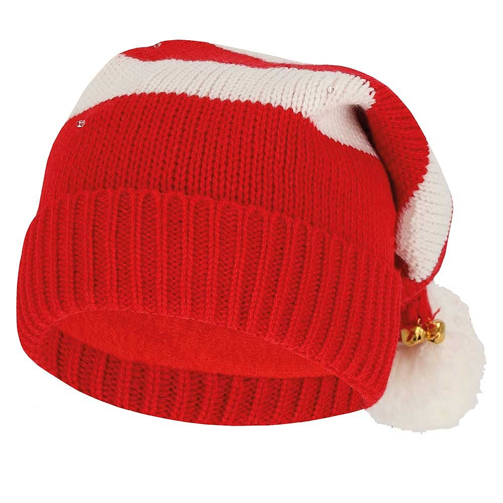 Kerstmuts met led lampjes rood-wit-rood