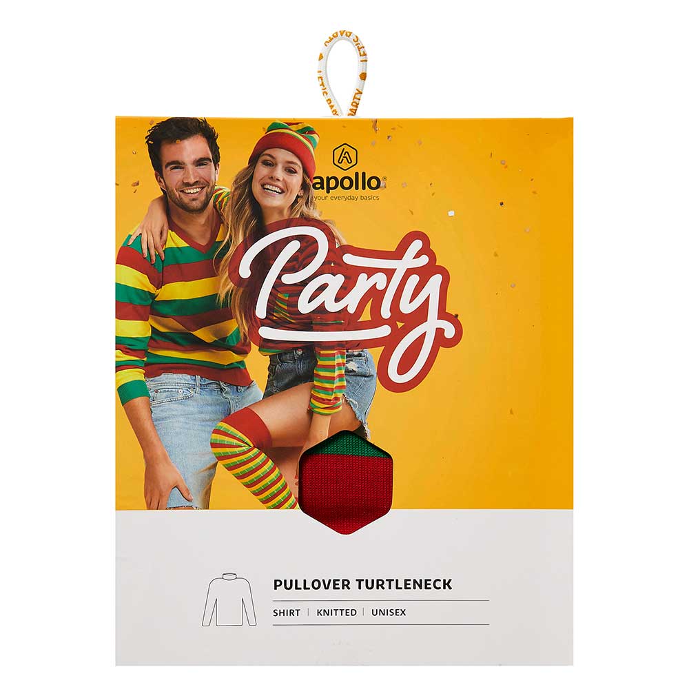 Pull de carnaval tricoté avec col roulé - pull de fête tricoté