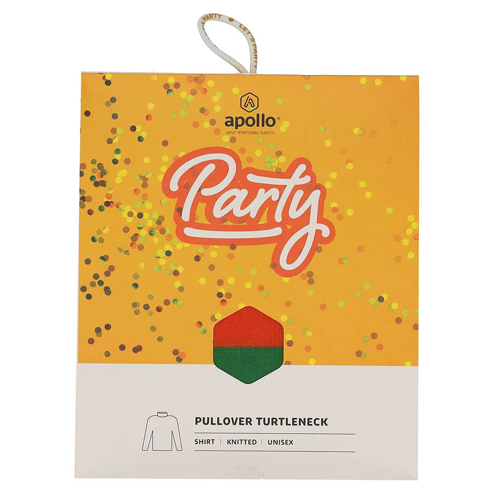 Pull de carnaval tricoté avec col roulé - pull de fête tricoté