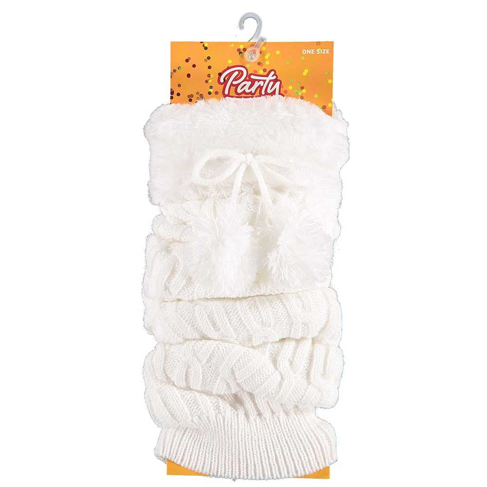 Couvre-jambes de fête en fourrure avec pompon