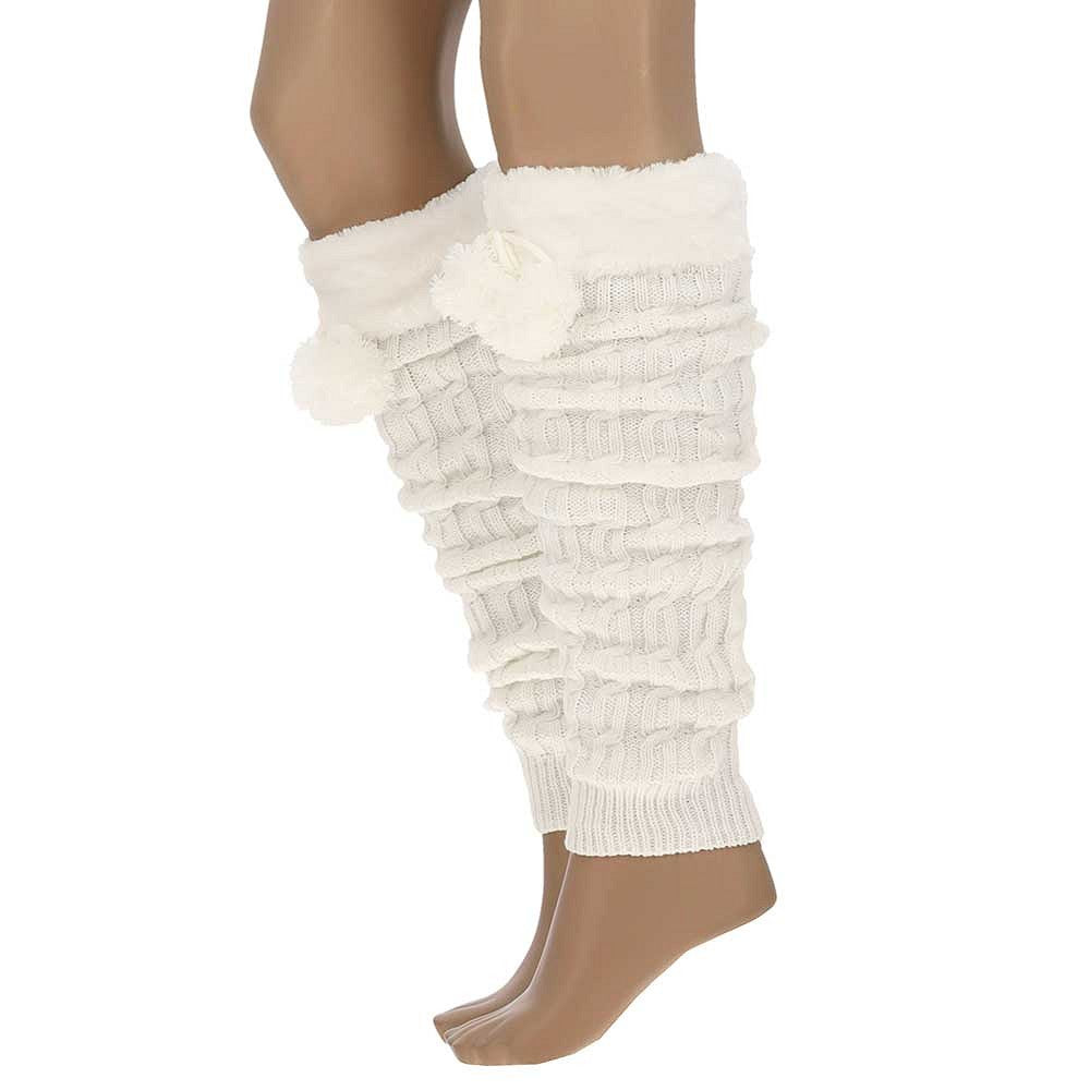 Couvre-jambes de fête en fourrure avec pompon