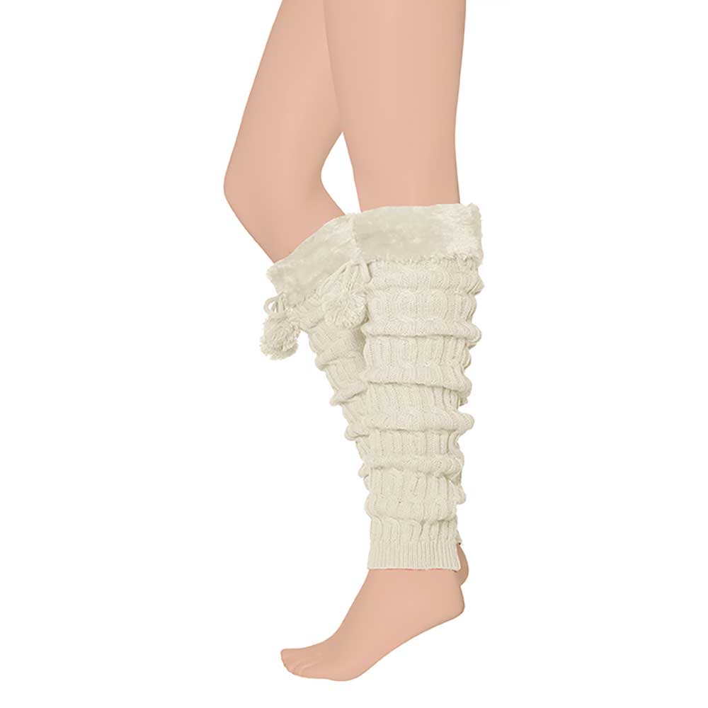 Couvre-jambes de fête en fourrure avec pompon