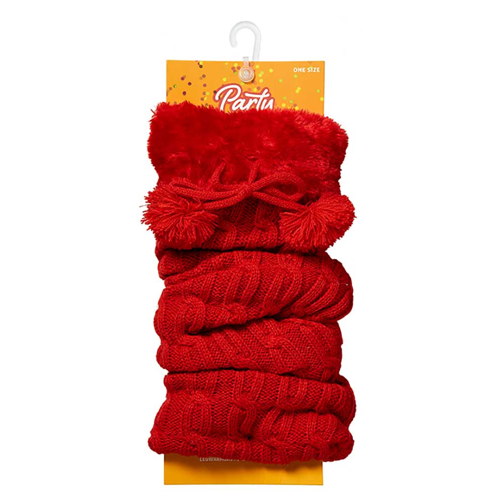 Couvre-jambes de fête en fourrure avec pompon