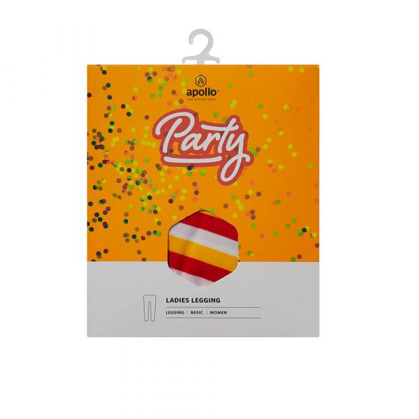 Oeteldonk Party Damen Leggings gestreift rot-weiß-gelb