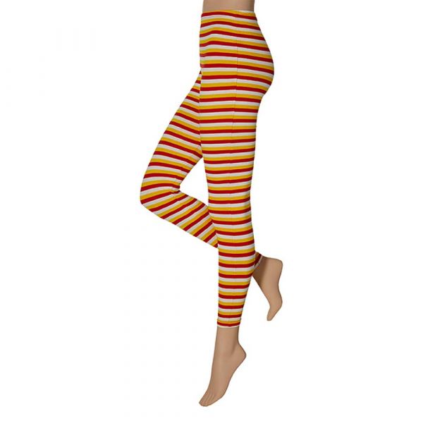 Oeteldonk Party Damen Leggings gestreift rot-weiß-gelb