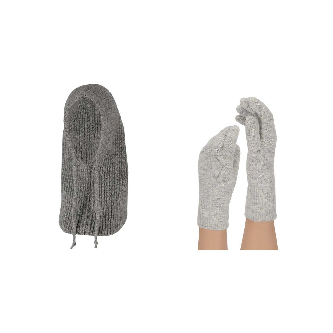 Balaclava + handschoenen dames - Gebreide hoody