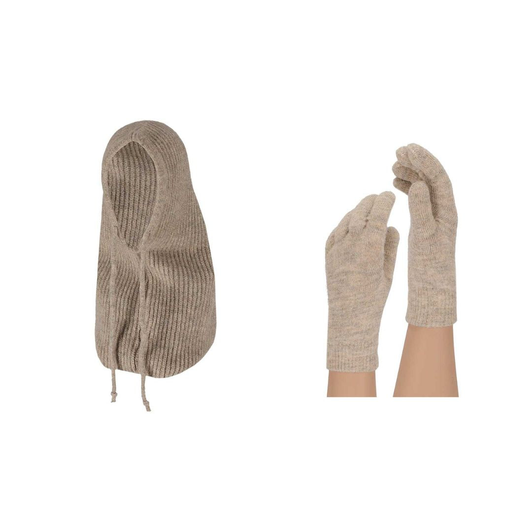 Balaclava + handschoenen dames - Gebreide hoody
