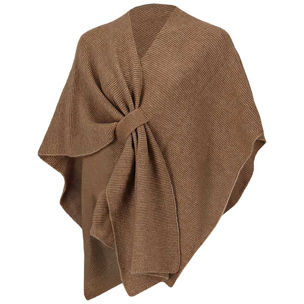 Gebreide poncho dames - Taupe