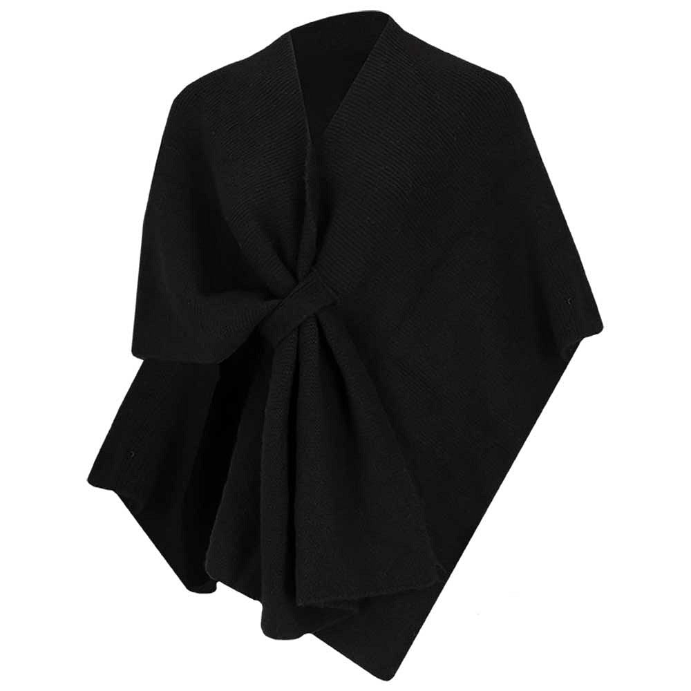 Gebreide poncho dames - Zwart