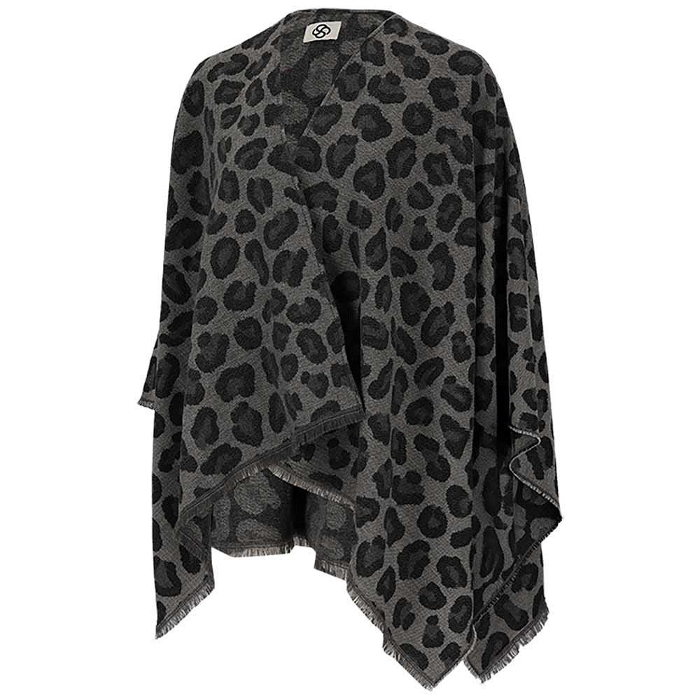 Geweven poncho - Dames - Multi Grijs