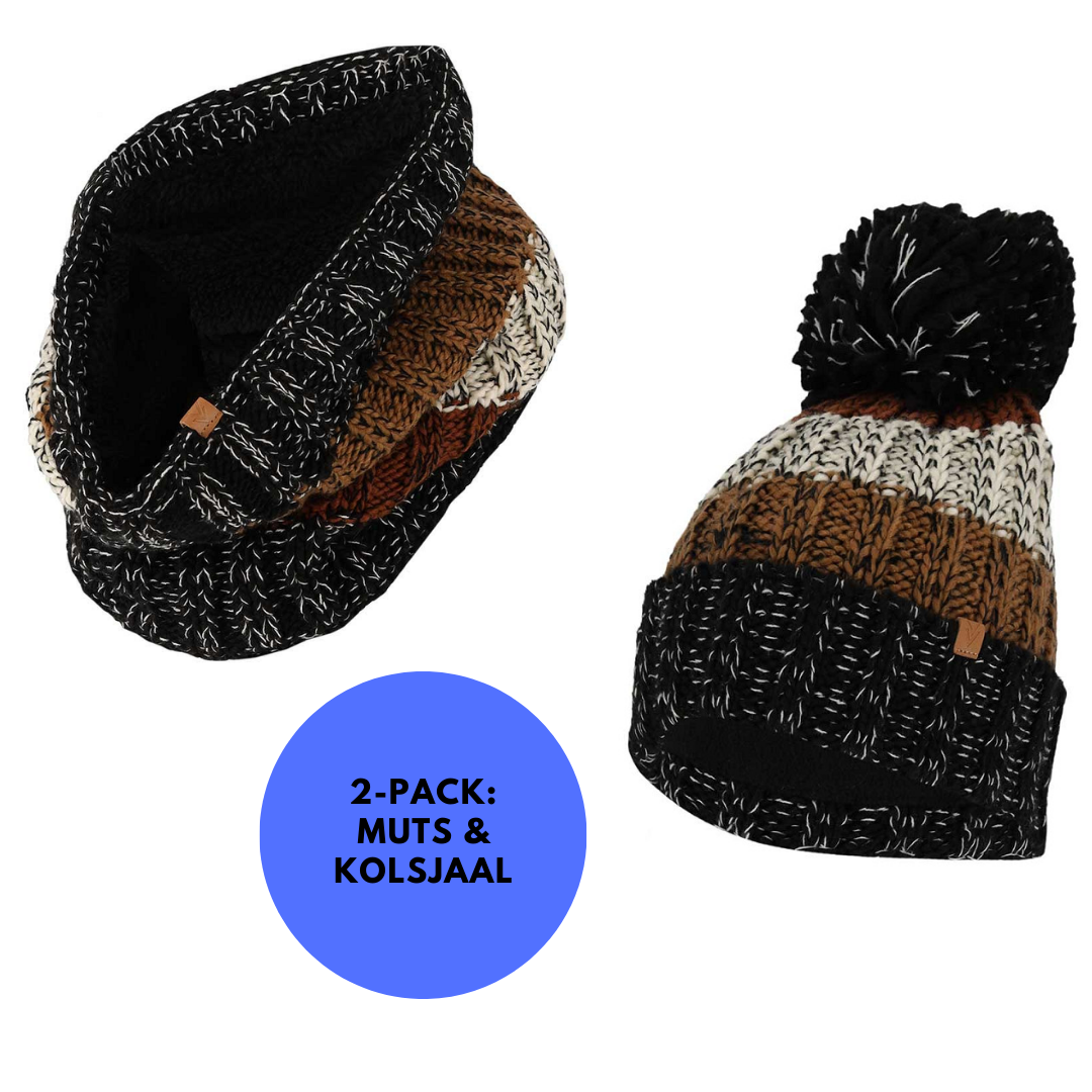 Skiset heren - Muts & Colsjaal - Fashion Stripes - One Size