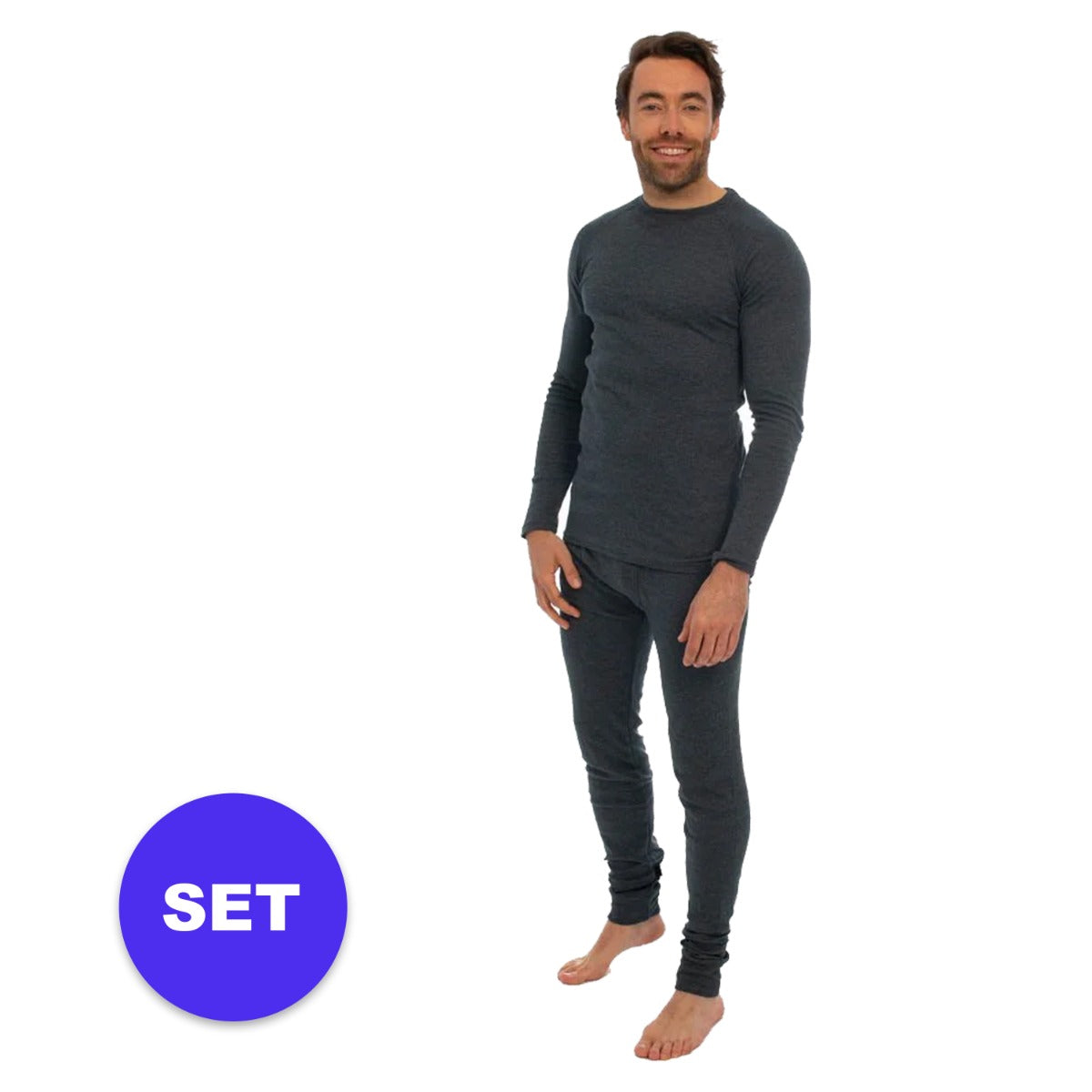 Thermo set heren - 2 x Shirt/Broek - Heren - Antraciet - 2-Pack