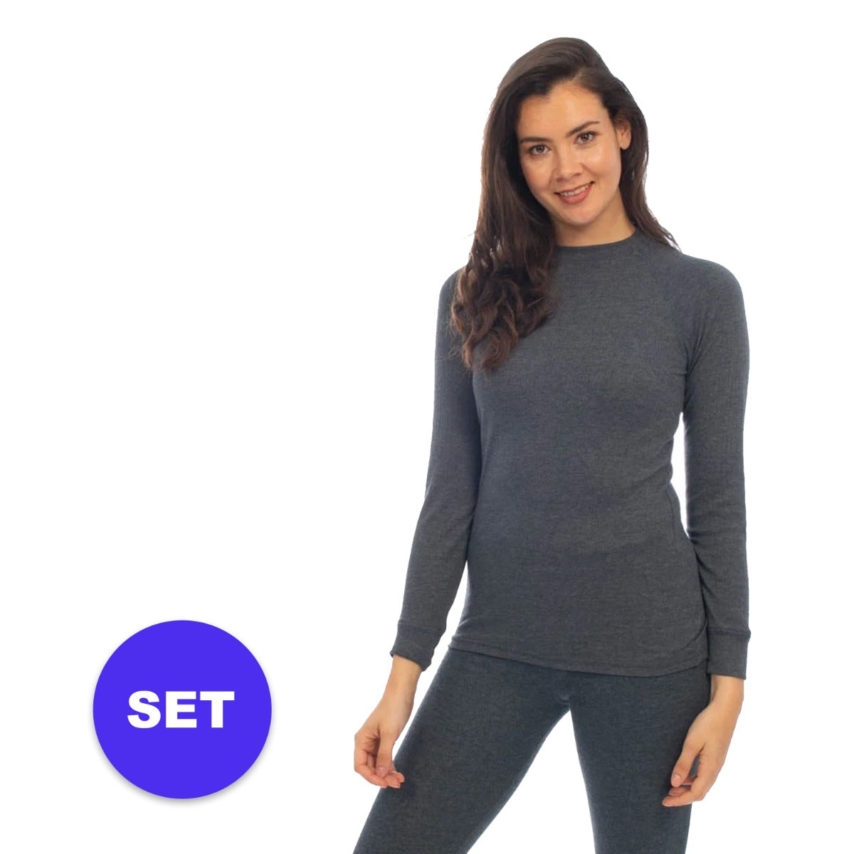 Thermo broek/shirt dames - Set - Antraciet - 2 x broek/shirt