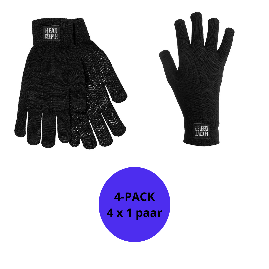 Thermo sporthandschoenen kinderen - Zwart - 4-Paar - Voordeel