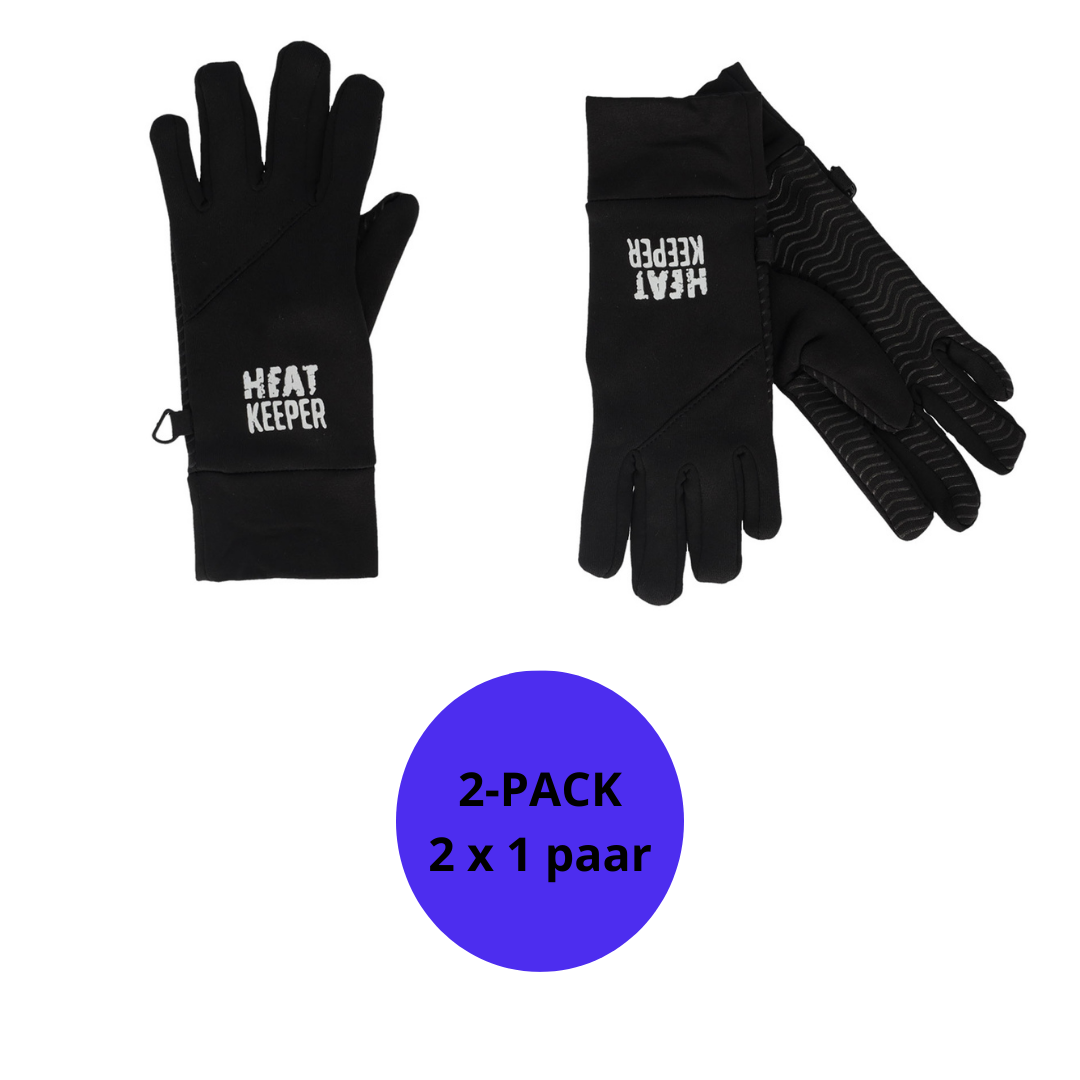 Thermo sporthandschoenen kinderen - Softshell - Zwart - 2-Paar