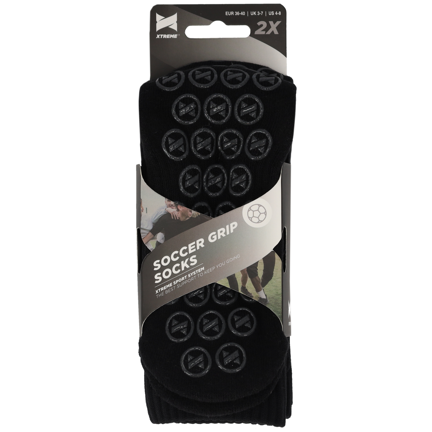 Voetbalsokken met grip - Zwart - 2-Paar