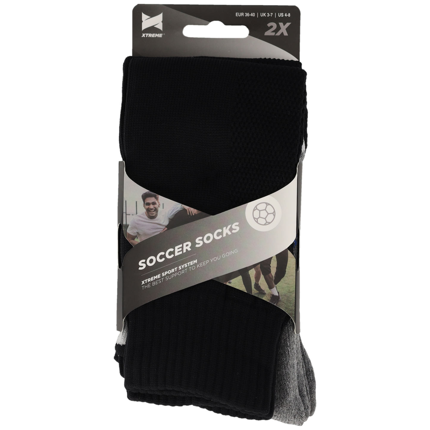 Voetbal sokken - Unisex - Zwart - 2-Paar