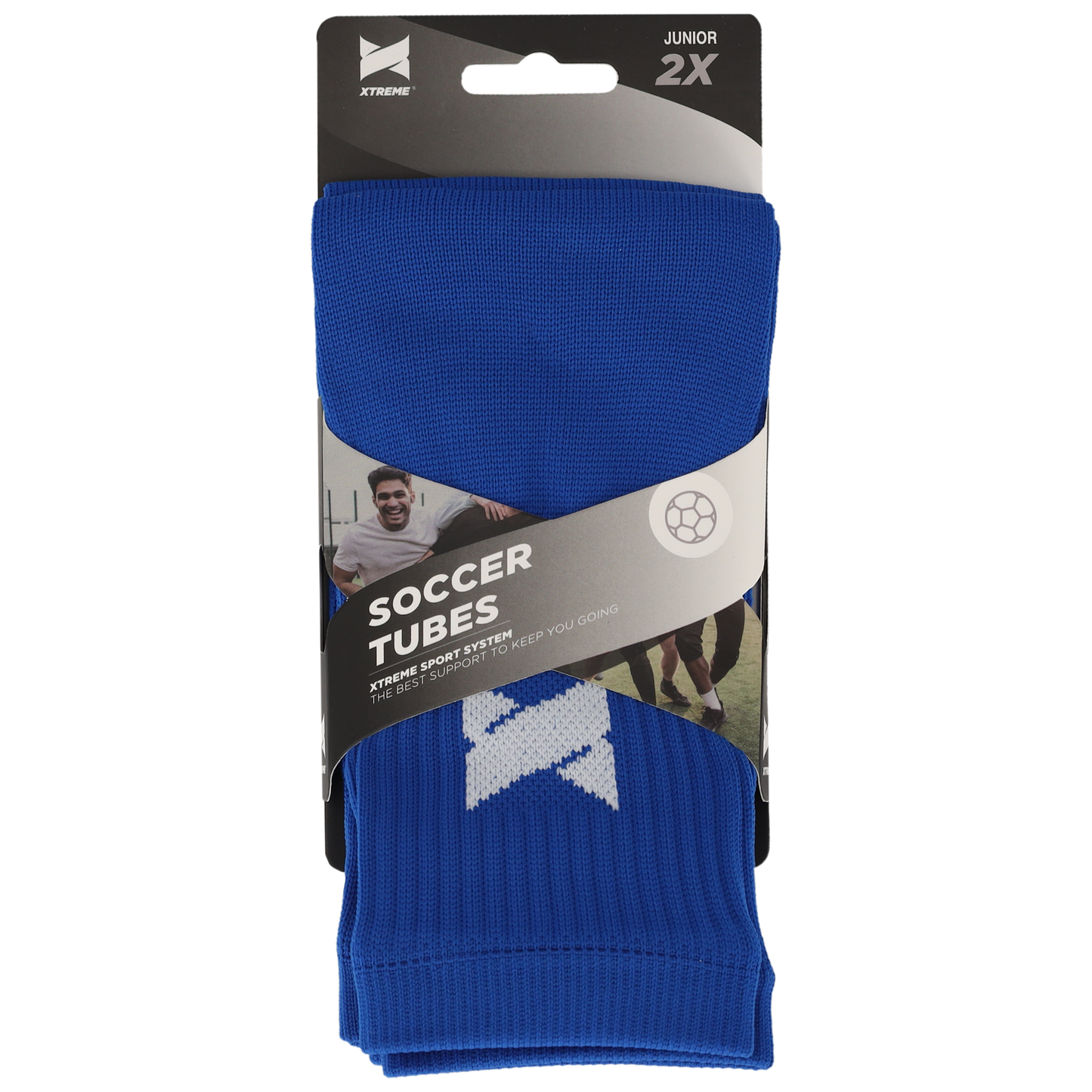 Gripsokken voetbal + Bovenstuk - 2 x 2 Paar - Kobalt Blauw