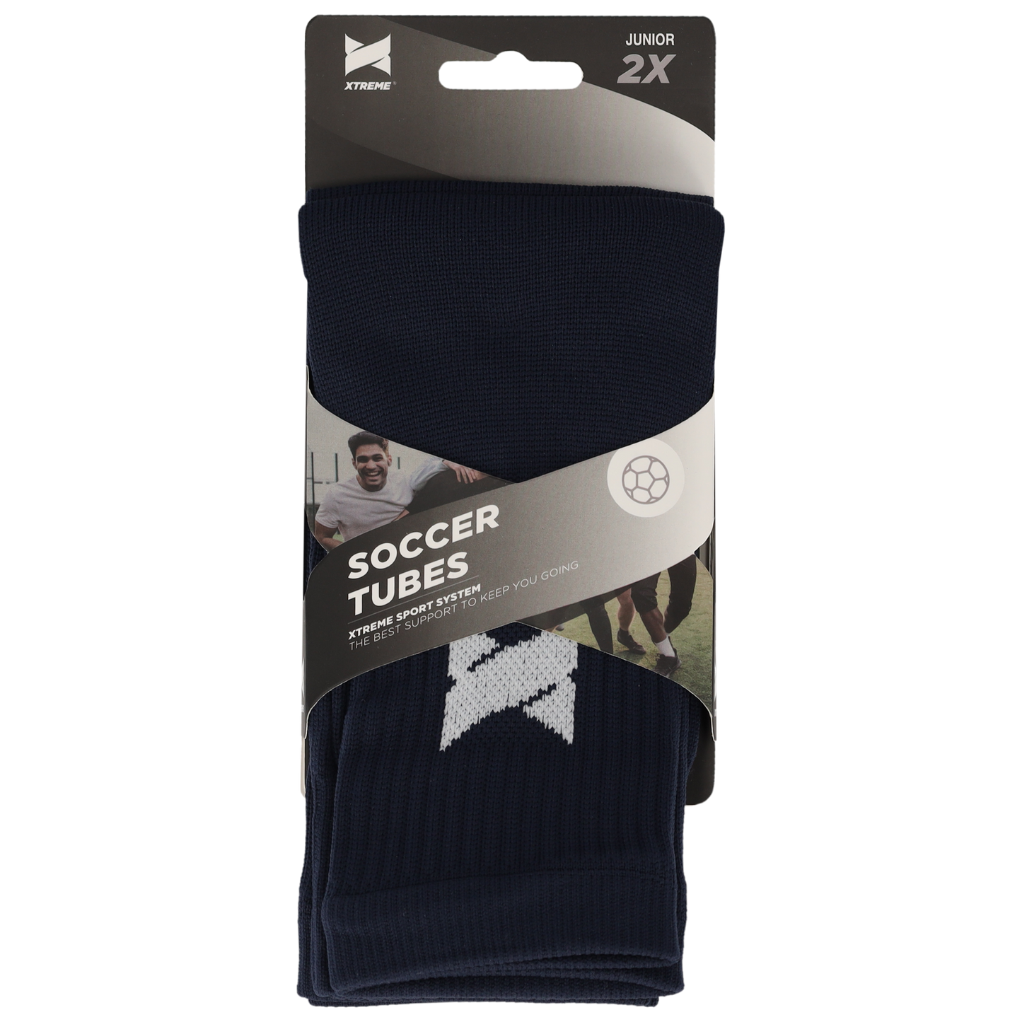 Gripsokken voetbal + Bovenstuk - 2 x 2 Paar - Marine Blauw