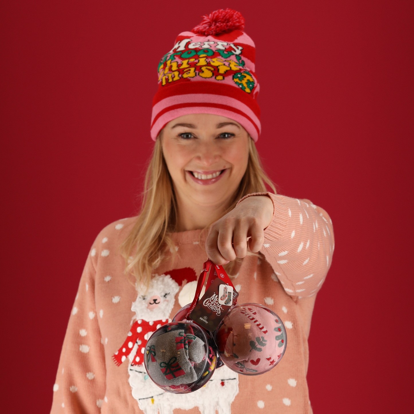 Kerstsokken dames in kerstbal - 6-Pack