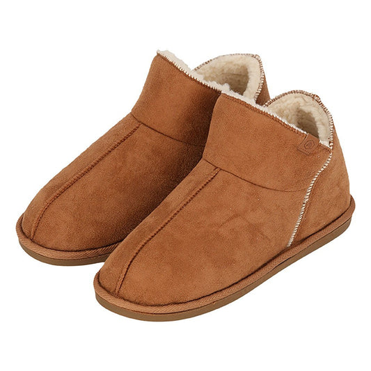 Hoge sloffen dames - Suede - Cognac