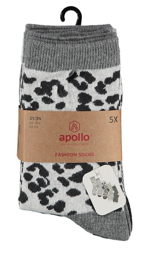 Paquet de 5 chaussettes colorées pour enfants avec impression Gris/Beige