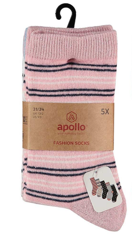 Kleurrijke Kindersokken Happy Blauw/Rose - 5-Pak