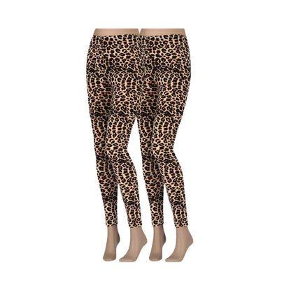 Legginsy damskie w panterkę - Velvet - Multi Grey/Beige - Supersoft
