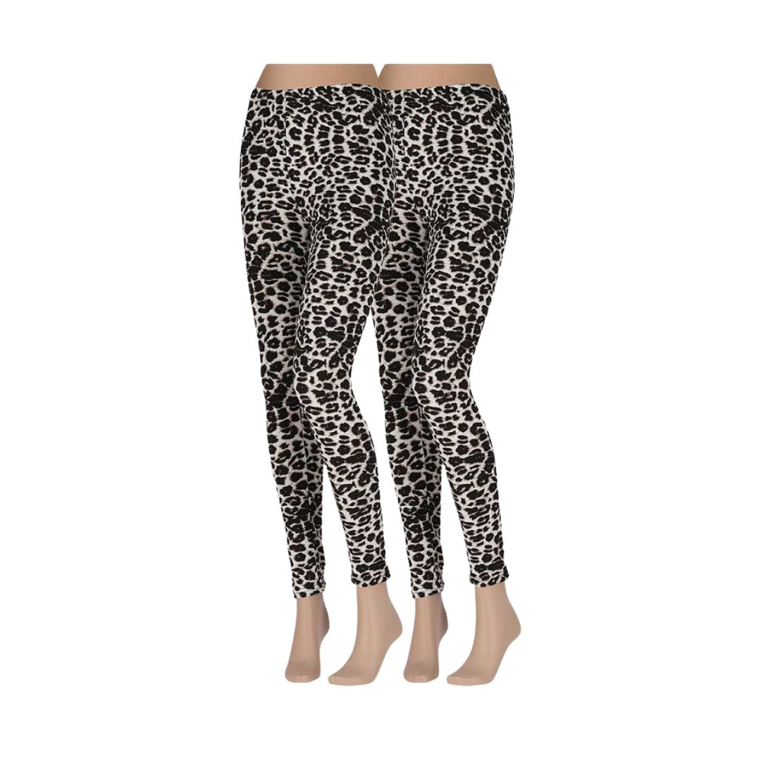 Legginsy damskie w panterkę - Velvet - Multi Grey/Beige - Supersoft