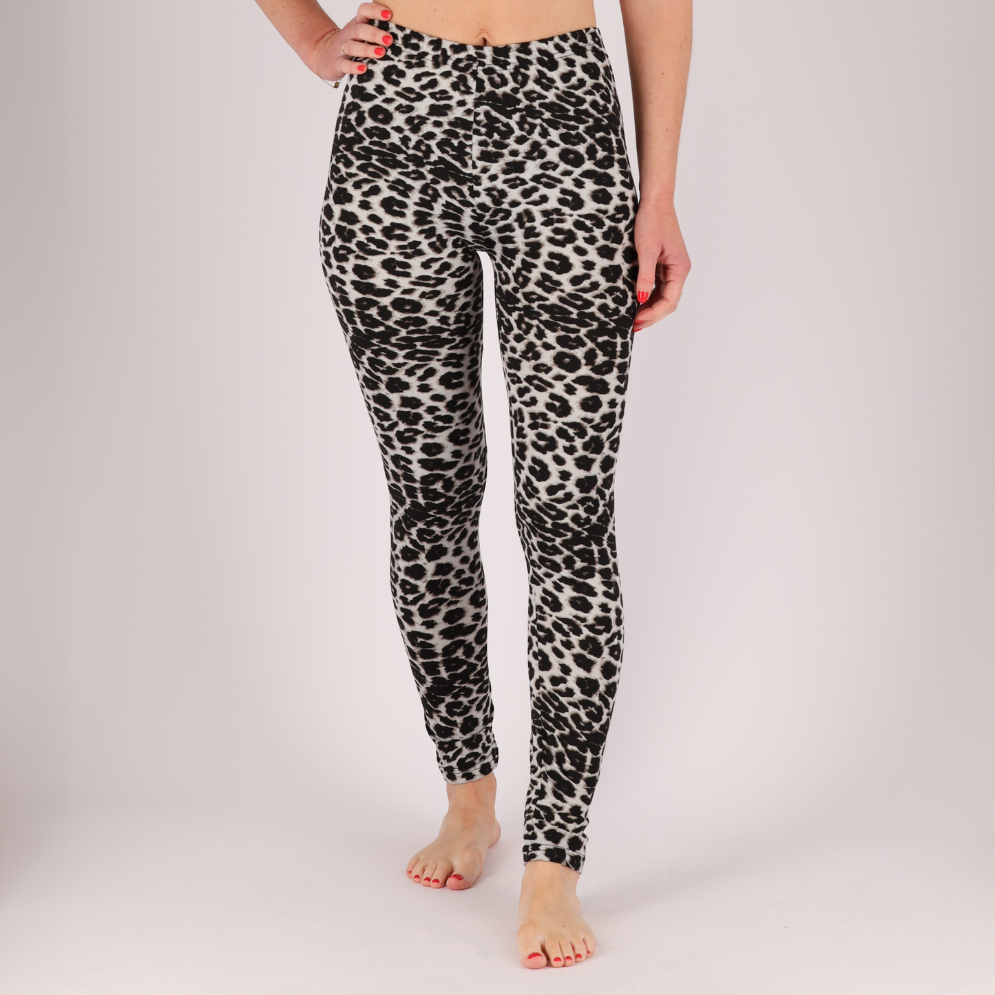 Leopard legging dames - Velvet - Multi Grijs/Beige - Superzacht