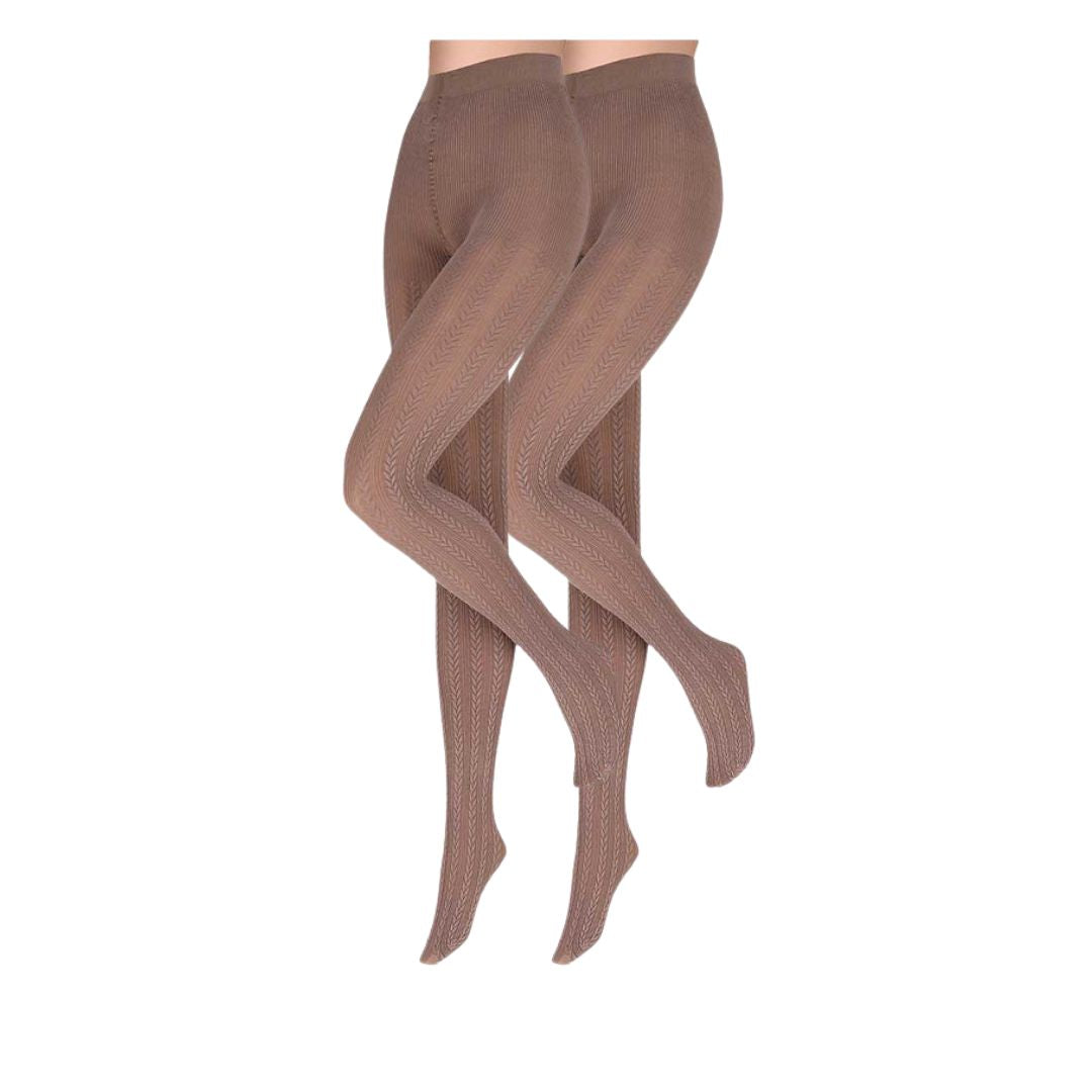 Sarlini – Damen-Strumpfhose mit Zopfmuster – Modal