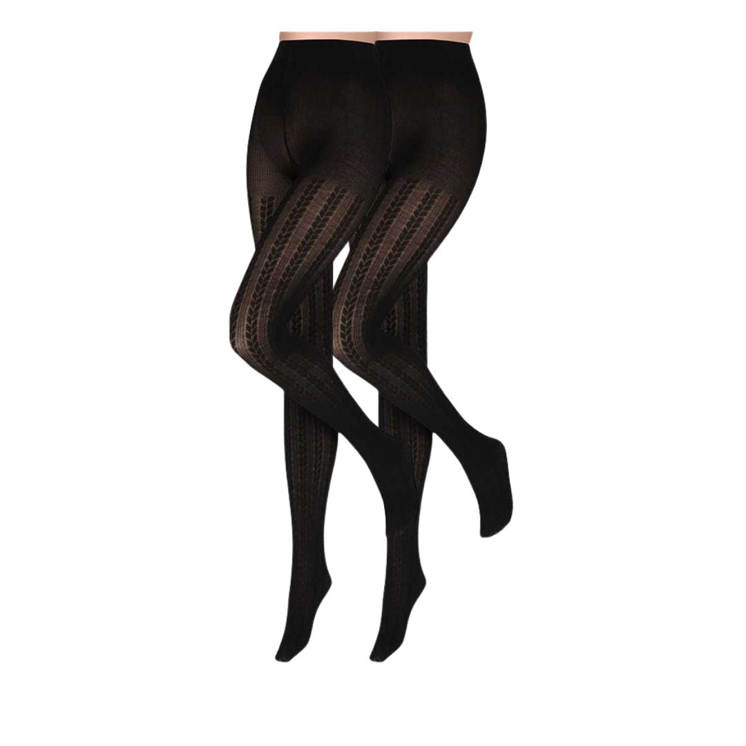 Sarlini – Damen-Strumpfhose mit Zopfmuster – Modal
