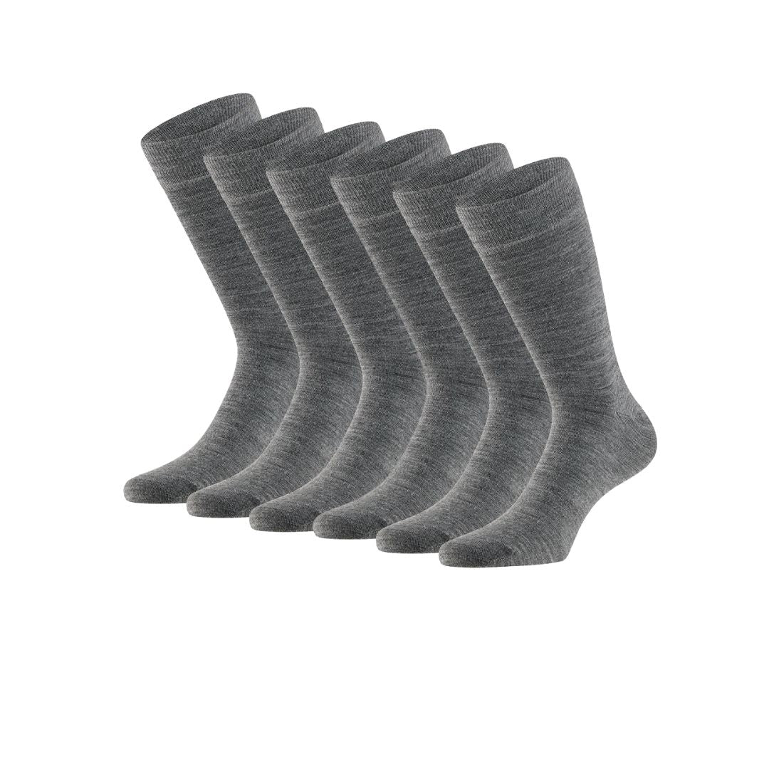 Socken aus Merinowolle – Unisex – Mittelgrau – 6er-Pack
