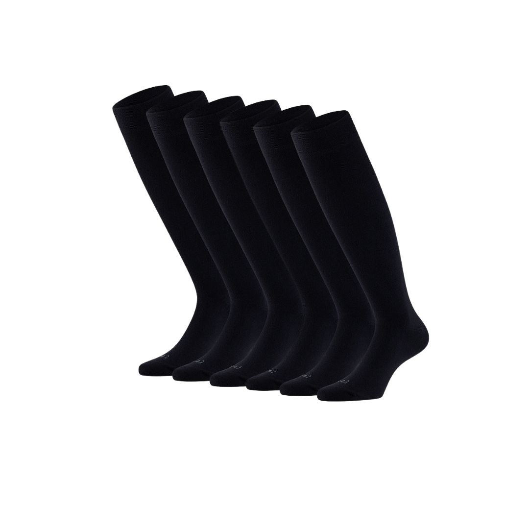 Kniestrümpfe aus Merinowolle – Unisex – Schwarz – 3er-Pack