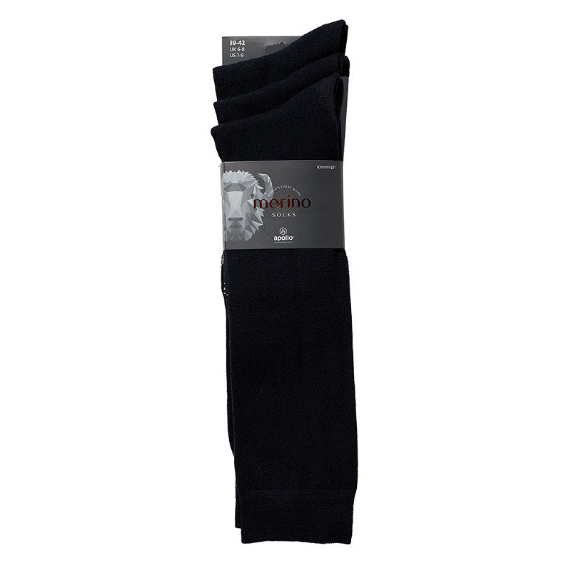 Kniestrümpfe aus Merinowolle – Unisex – Schwarz – 3er-Pack