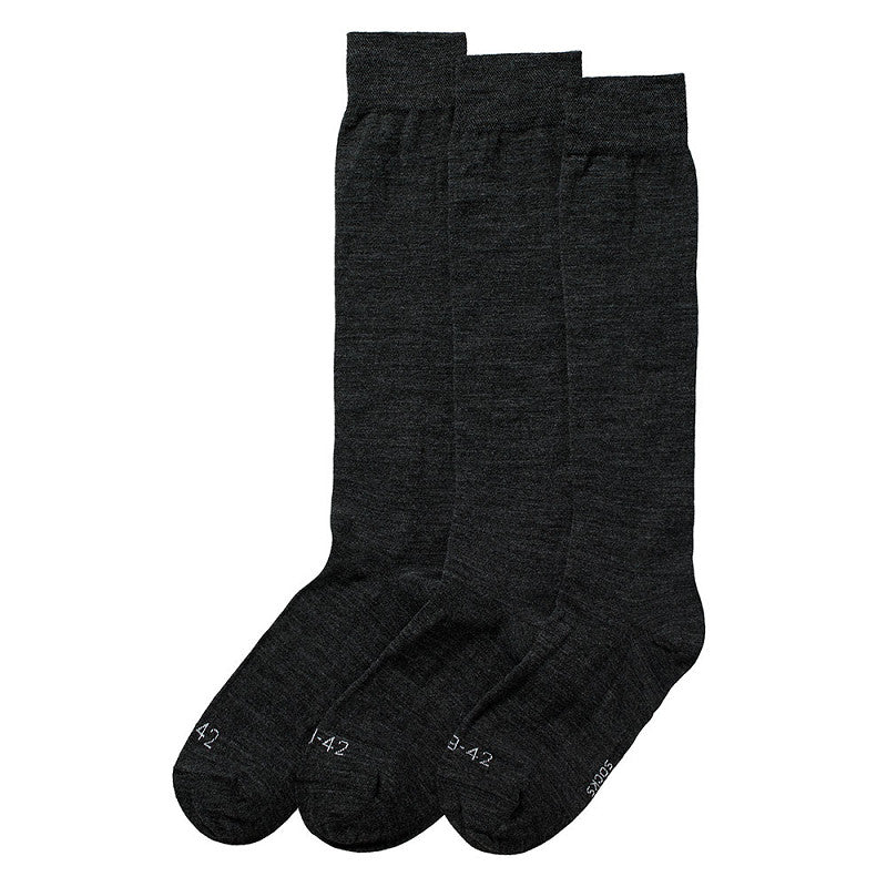 Kniestrümpfe aus Merinowolle – Unisex – Schwarz – 3er-Pack