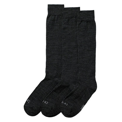 Kniestrümpfe aus Merinowolle – Unisex – Schwarz – 3er-Pack