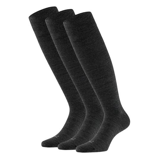 Chaussettes à genoux en laine mérinos - Unisexe - Anthracite - 3-Pak