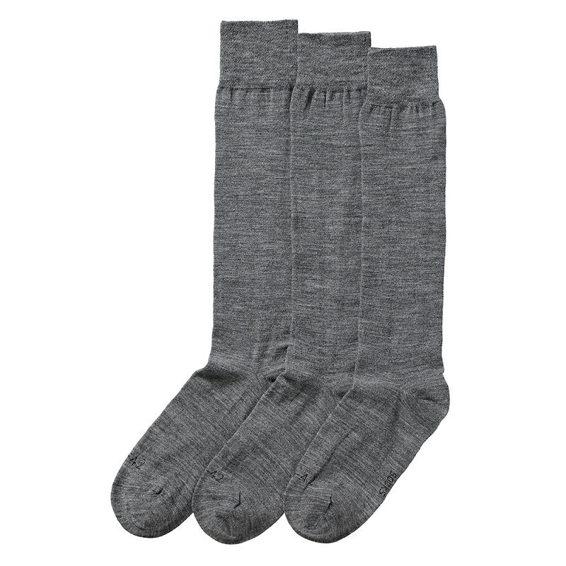 Kniestrümpfe aus Merinowolle – Unisex – Schwarz – 3er-Pack