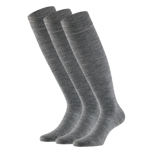 Chaussettes à genoux en laine mérinos - Unisexe - Gris moyen - 3-Pak