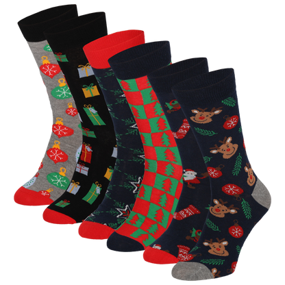 Kerstsokken heren in kerstbal - 6-Pak - Multi Colors